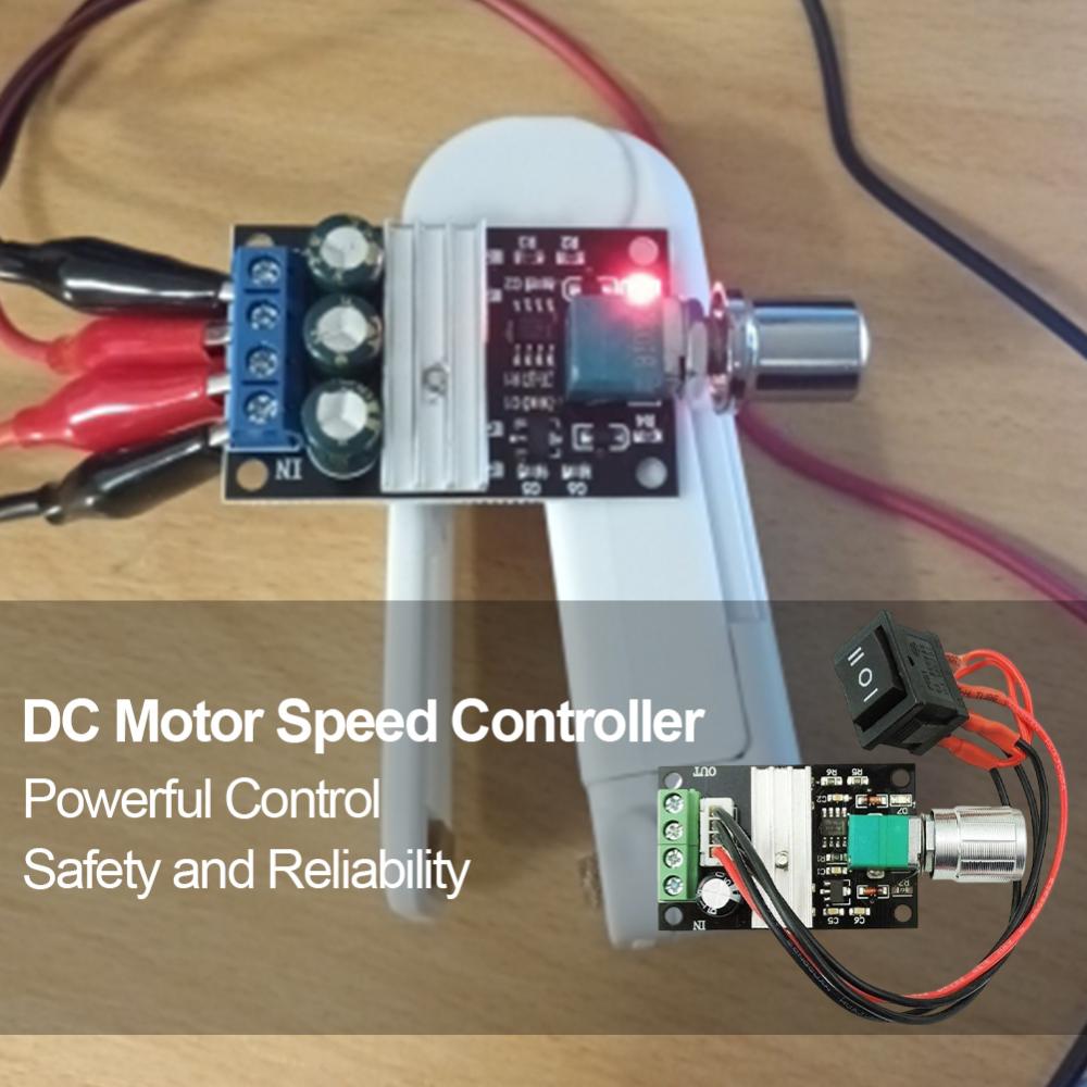 DC 6V 12V 24V 28V DC Motor Speed Controller 3A Motor Speed Regulator Reversible Switch PWM Motor Controller Adjustable LED Light
