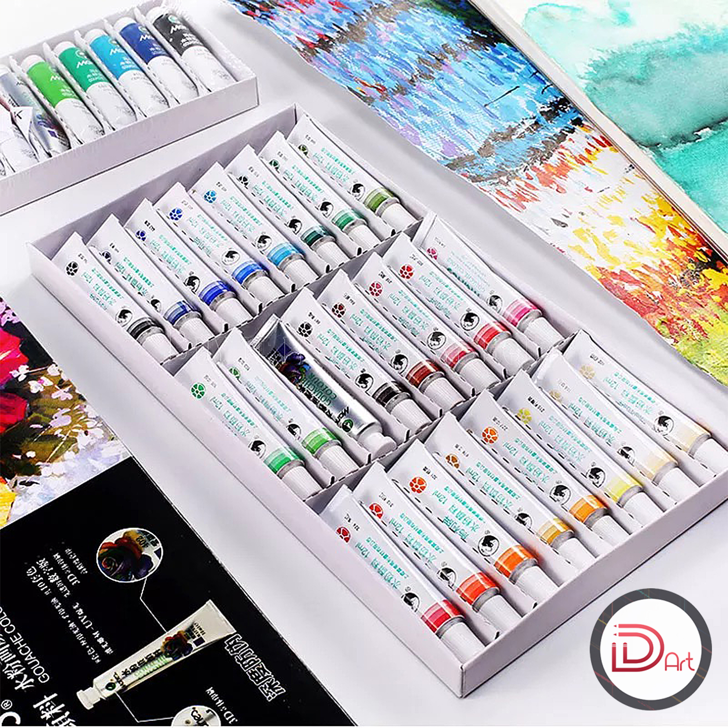 Bộ Màu Gouache MARIE's 12/18/24/36 Màu (Hộp Giấy 12ml)