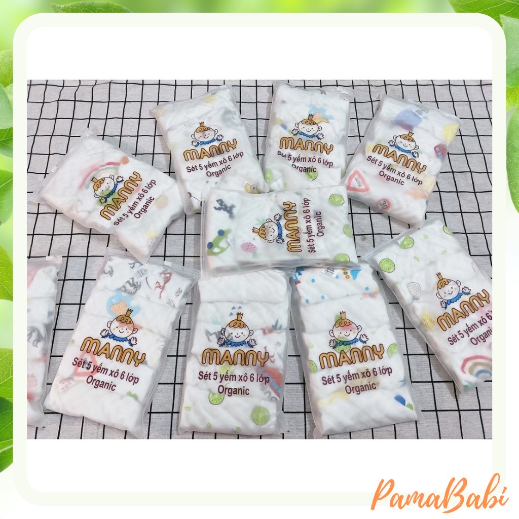 Set 5 yếm xô 6 lớp Manny siêu mềm cho bé