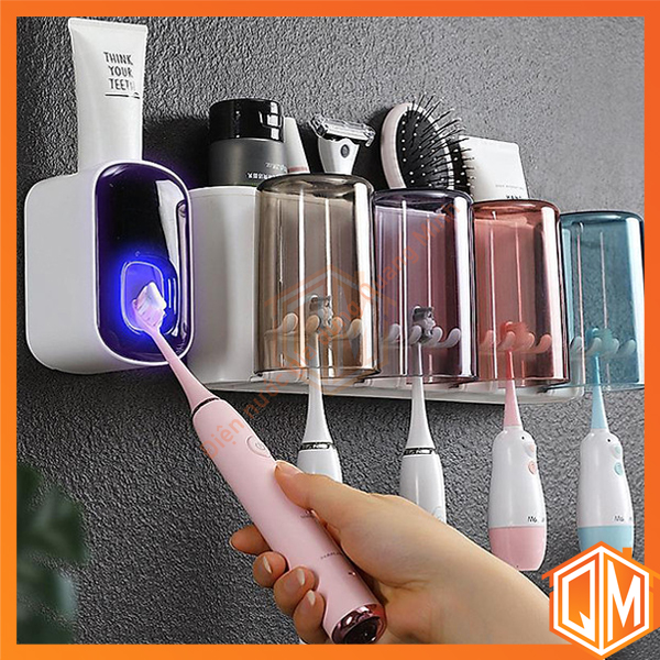 Kệ cắm bàn chải đánh răng dán tường kèm 4 cốc ECOCO