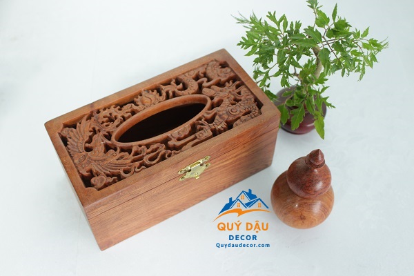 Hộp Giấy Ăn gỗ Hương Long Phụng