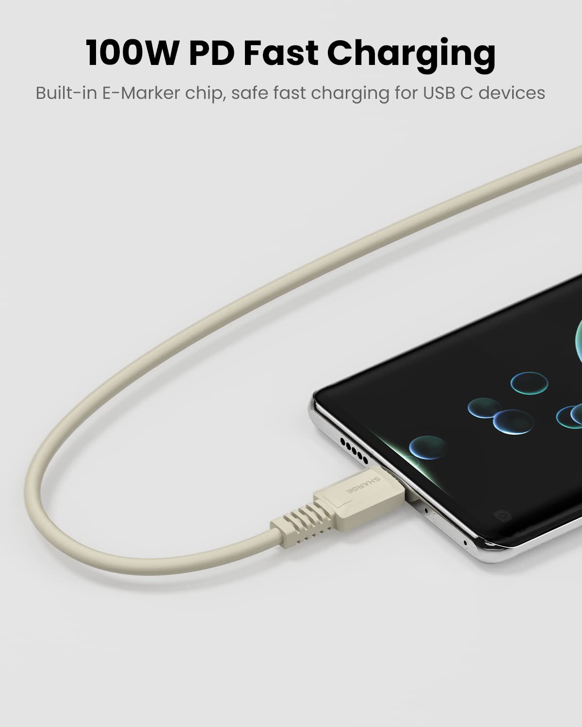 Sharge/Shargeek USB C to USB C Cable,Type C Cable Fast Charging Cable for MacBook,iPad,Samsung,Pixel,Switch etc(100W 3.9ft)