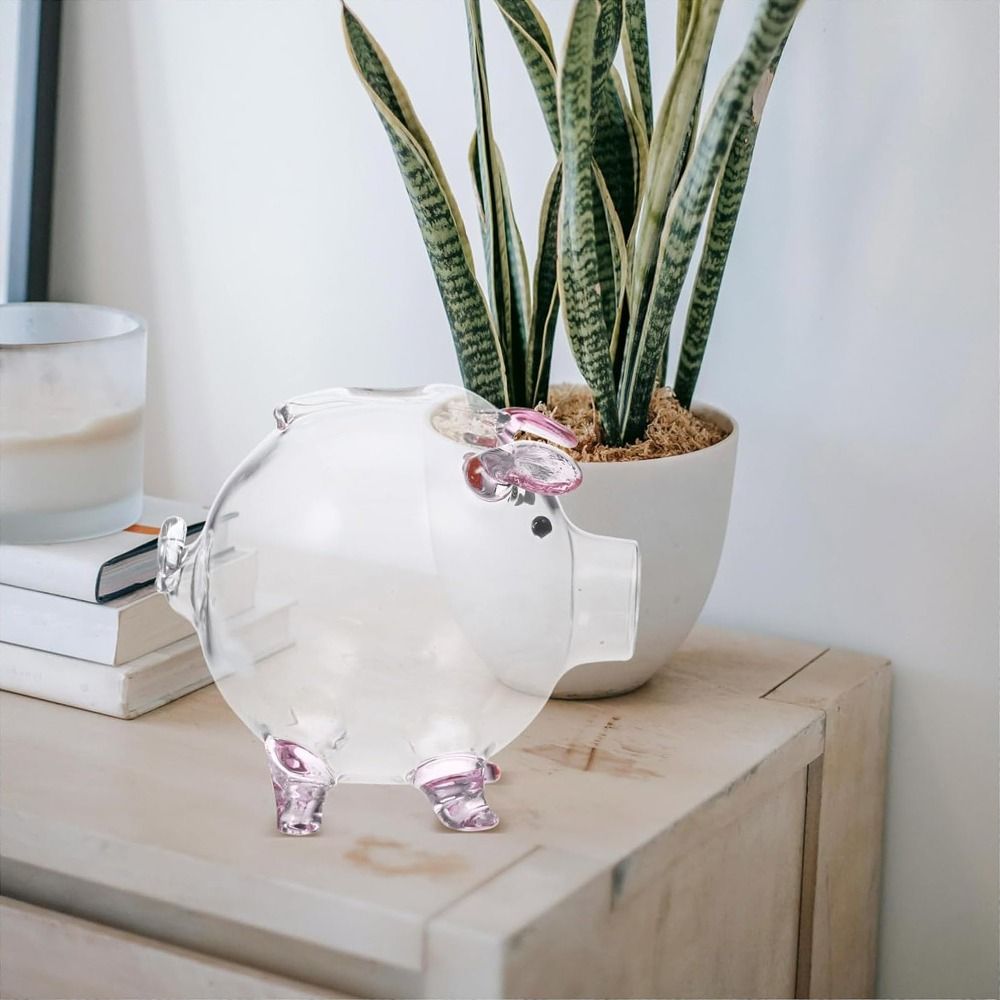 Cute Cartoon Piggy Money Bank Multi-purpose Lightweight Glass Money Jar Visible Practical Coins Saving Box Desktop. 