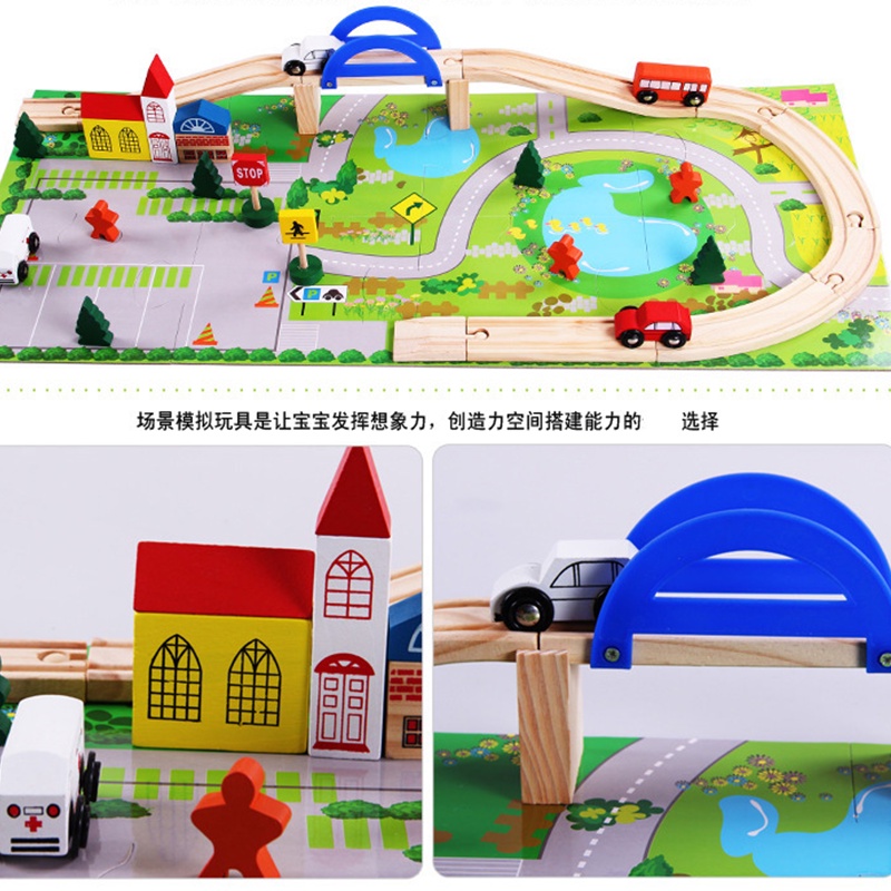 Đồ Chơi Lắp Ráp Đường Ray Xe Lửa Bằng Gỗ Cho Bé