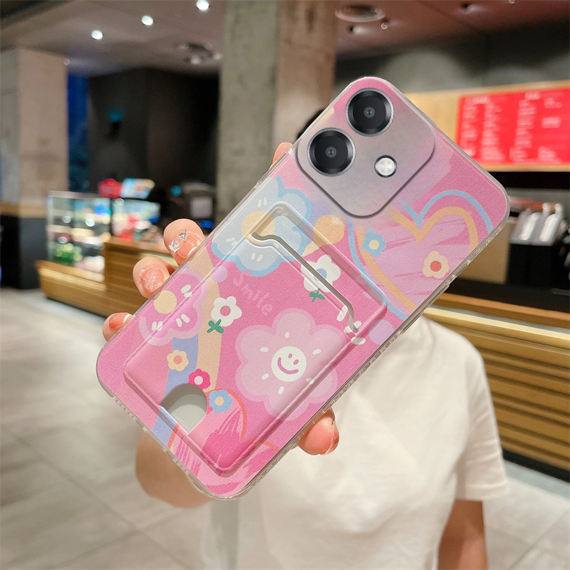 New Phone case OPPO A3X Back cover Card Holder Wallet SUN Smile Transparent Soft Case New Phone case OPPO A3X Back cover. 