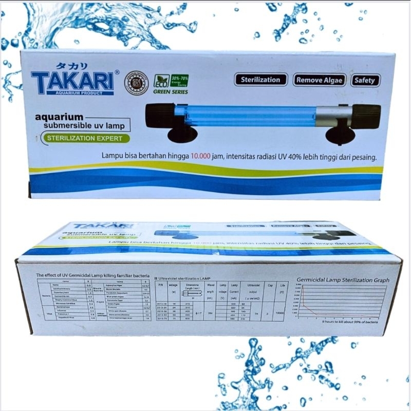 Lampu UV ULTRAVIOLET AQUARIUM anti Lumut bakteri TAKARI UV 15WATT