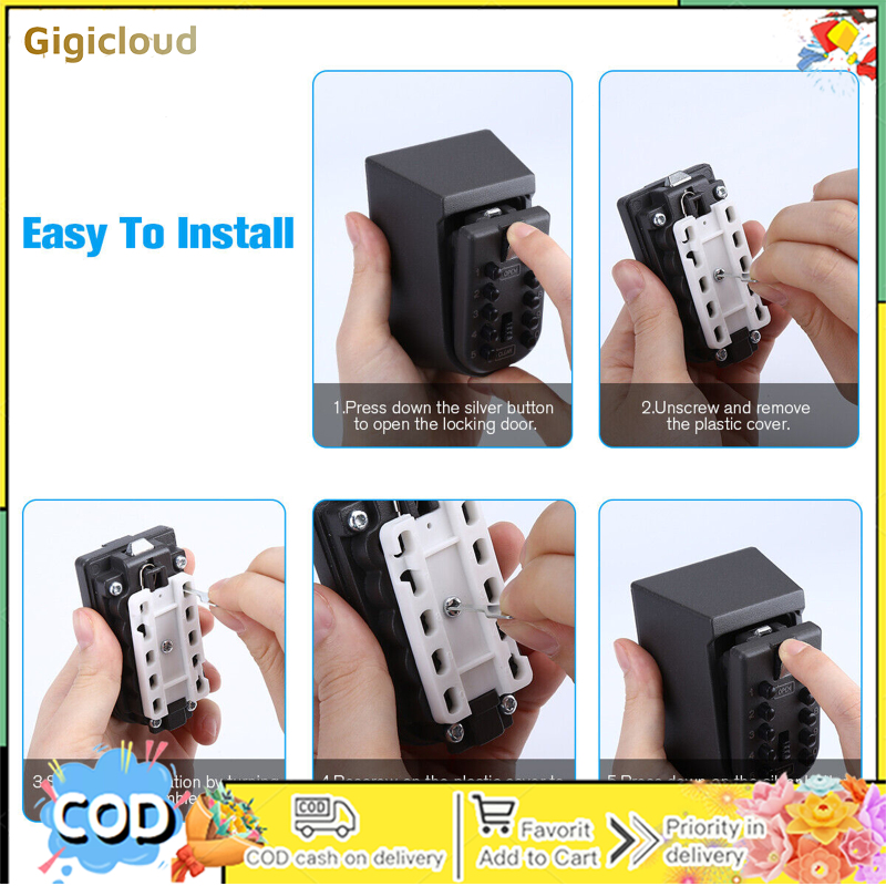 Key Lock Safe Box Outdoor Storage Box With Code Weatherproof Aluminum Alloy Password Security Case