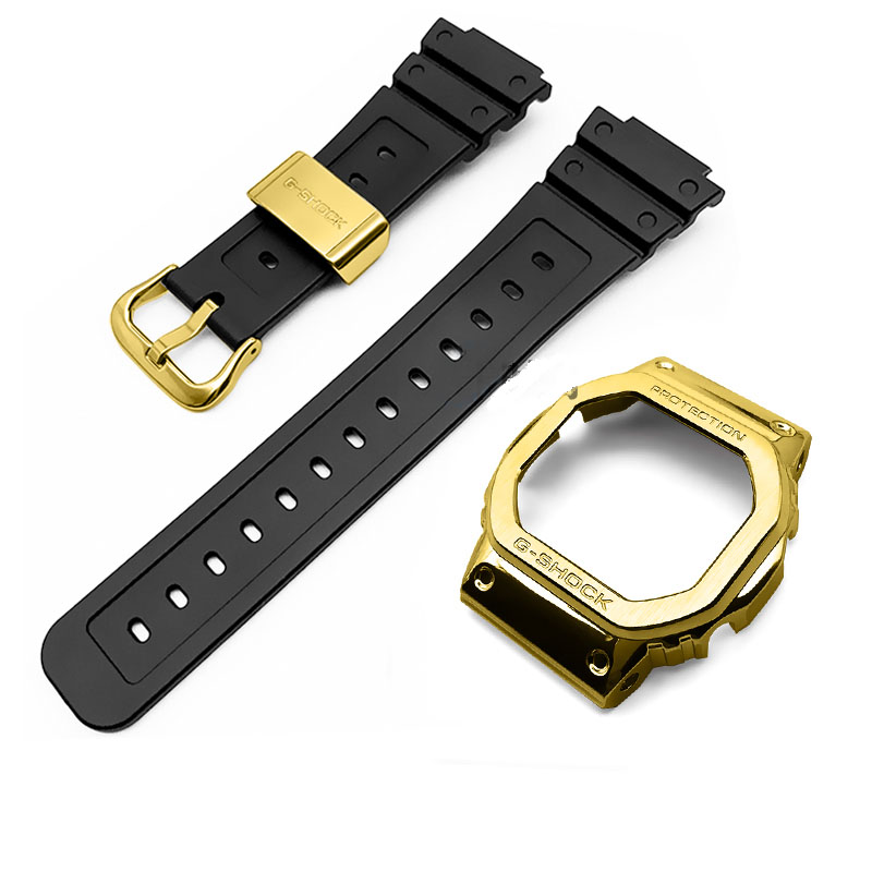 Metal case+ rubber watch band for g-shock dw5600/5610 gw5600e stainless steel watch case for casio dw5600 watch accessories