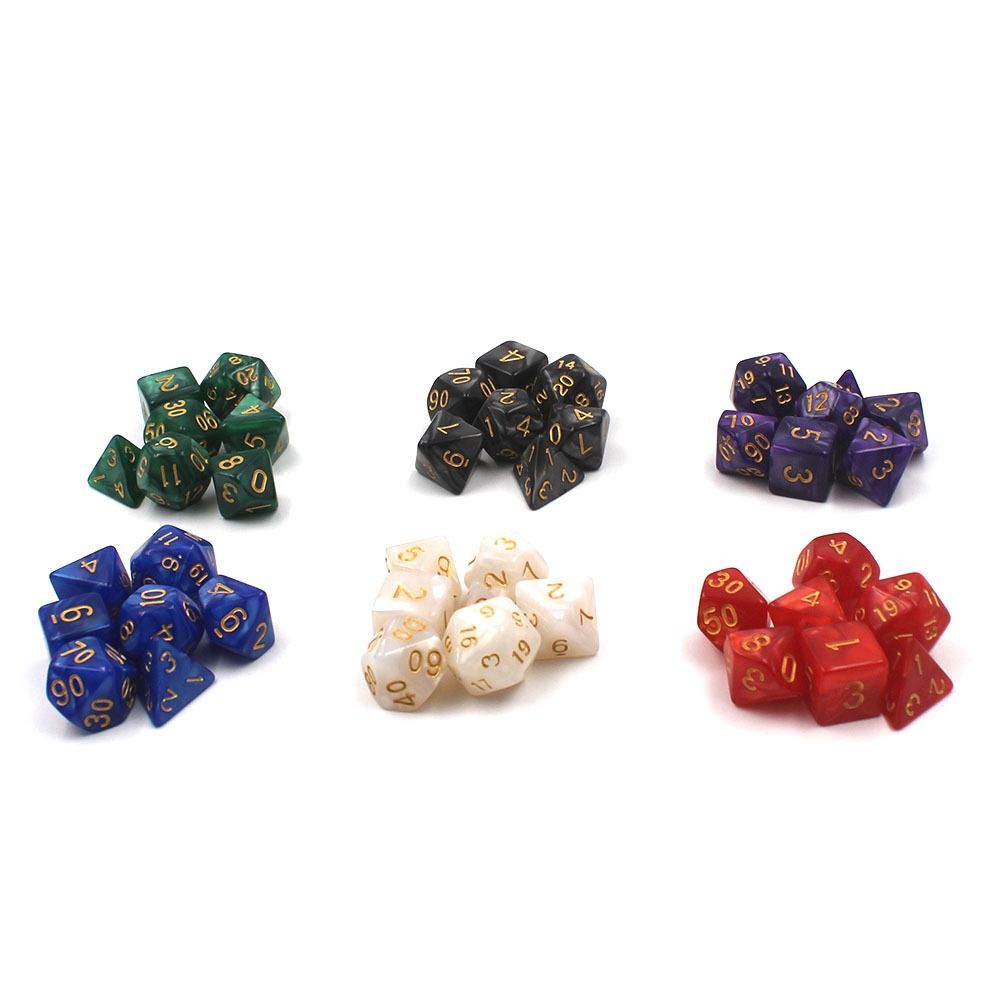 Khá MJ 7 cái/Bộ trò chơi trên bàn DND DICE D4 D6 D8 D10 D12 D20 7-Die xúc xắc đa diện nhiều mặt Acrylic trò chơi xúc xắc trpg DND
