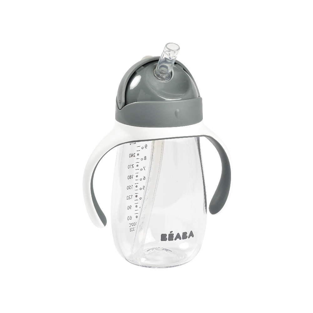 BEABA ขวดหัดดื่ม Straw Cup Tritan 300ml Charcoal Beaba ThaiPick