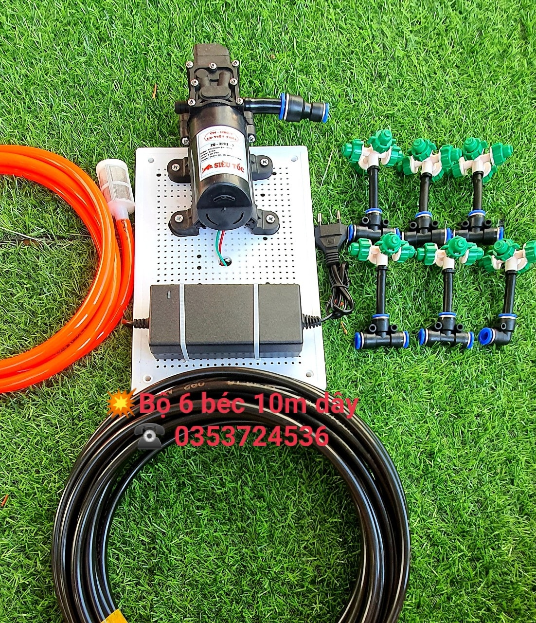 Máy phun sương tưới lan - phun sương làm mát -tưới tự đông -  3-8 béc 4 cánh (hẹn giờ , Smart wifi bật tắt từ xa qua điện thoại) bơm đơn Sinleader, USA, Việt Nhật cho giàn 10m2-15 m2