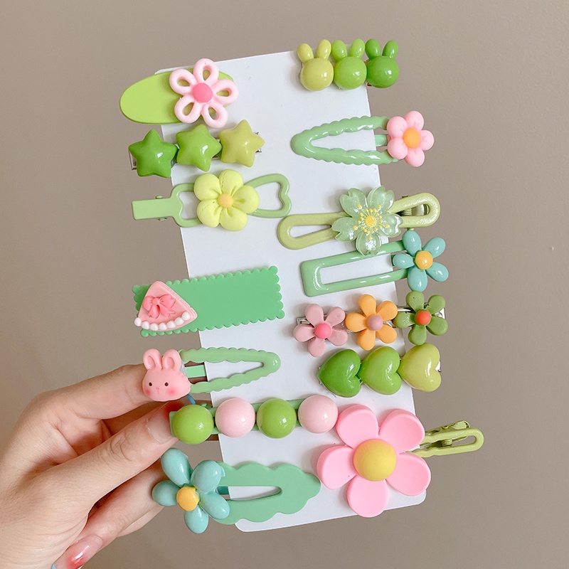 Set 14 kẹp tóc màu sắc cầu vồng dễ thương cho bé gái