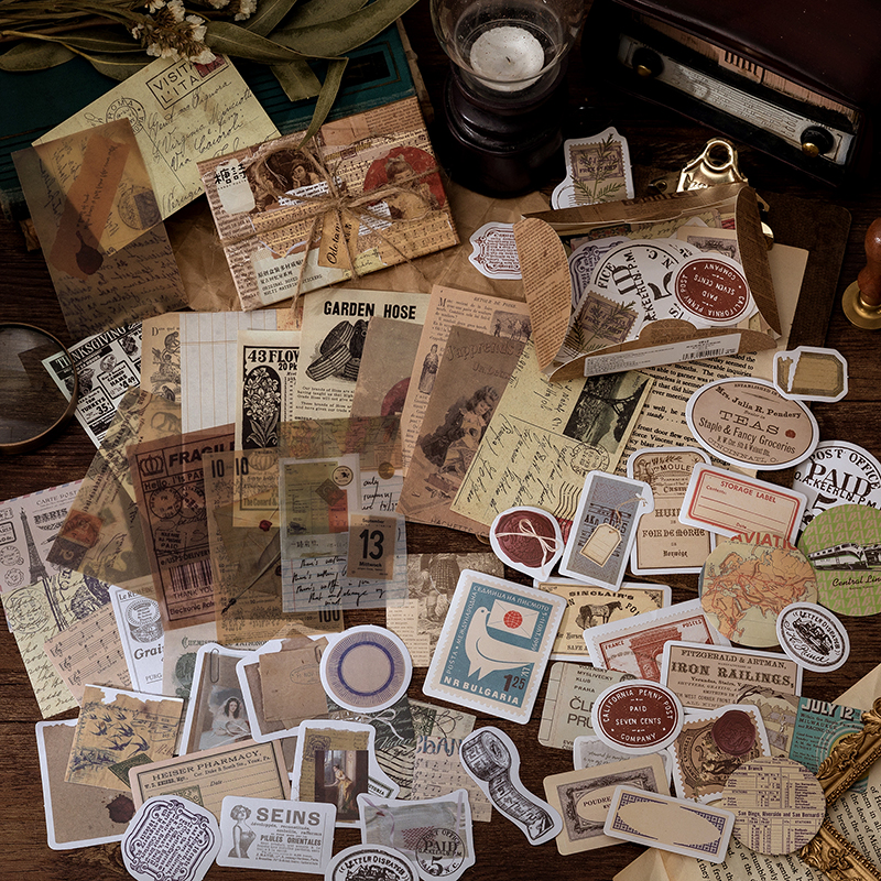 Goefun Sticker Paper 【Limited stock】 Yoofun 60pcs/pack Multi-Material Sticker Pack Vintage ...