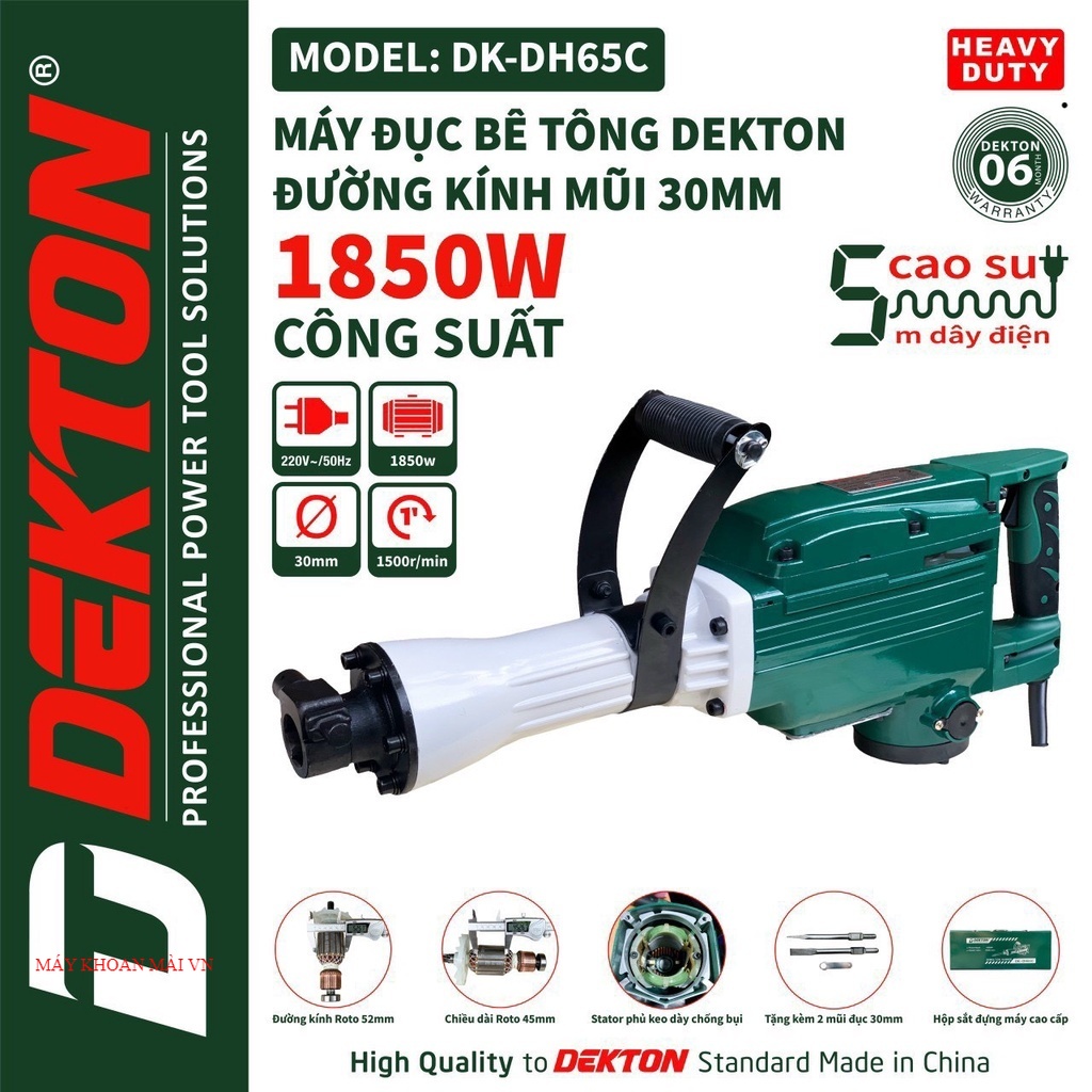 Máy đục bê tông dekton 30 ly dk-65c / tặng 2 mũi đục/ giá siêu tốt/ chính hãng đl vn