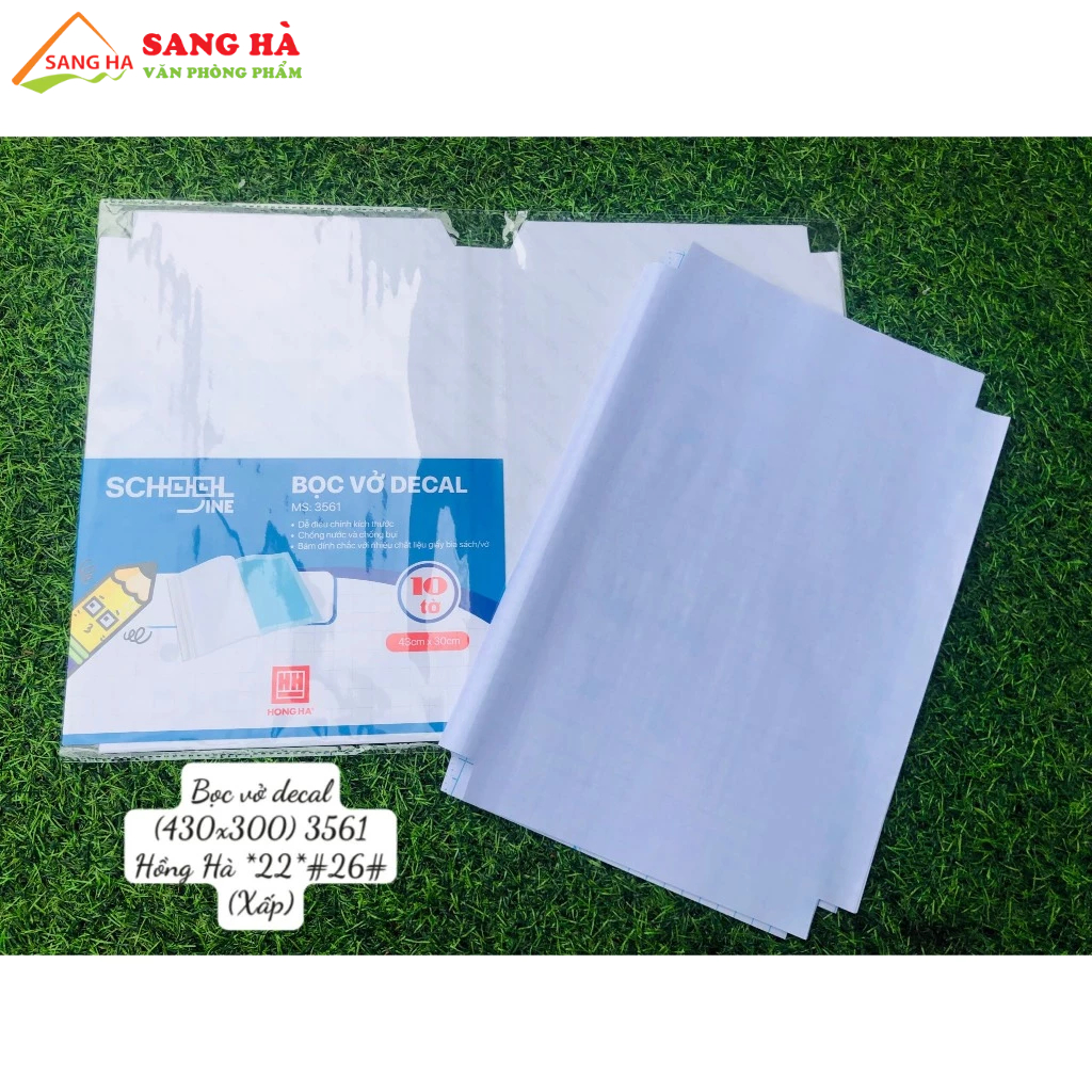 (1 Xấp 10 Tờ) Bọc sách, vở decal dán - Hồng Hà (3561 _43x30cm) (3560 _38x28cm)