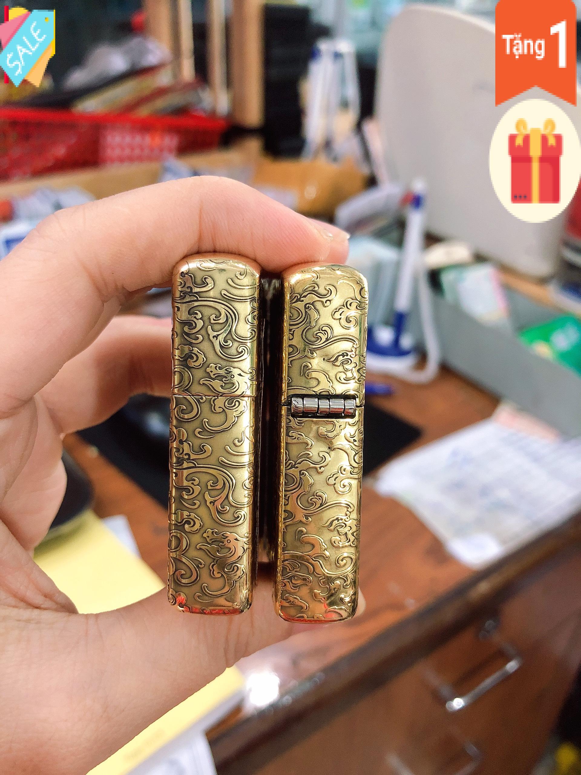 Bật Lửa Zippo Armor Vỏ Dầy, Khắc Chìm 5 Mặt Hình Bát Quái, Có tem đỏ