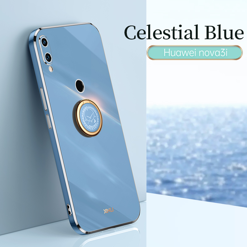 COD Plating Silicone Phone FOR Huawei Nova 3I Case Huawei Nova3I Deluxe Fall Protection with Metal Ring Holder