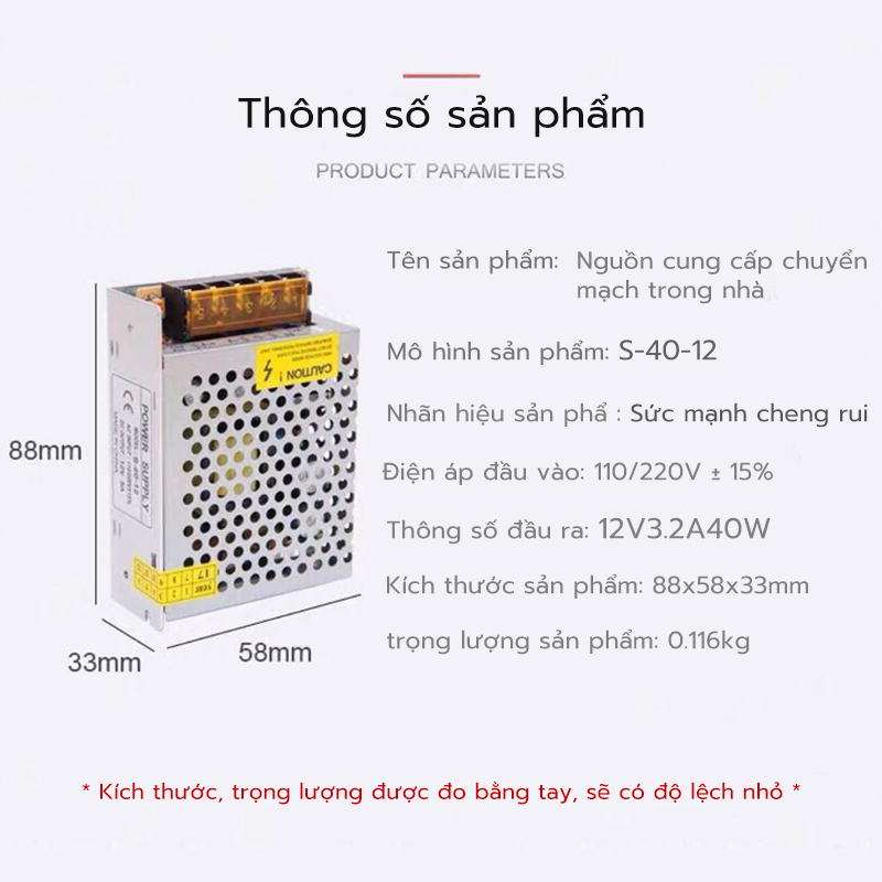 Nguồn tổ ong 12v 3a đủ watt