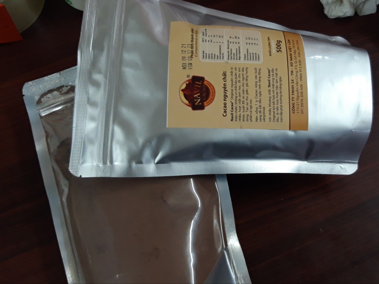 Túi 500gr bột ca cao nguyên chất thơm ngon