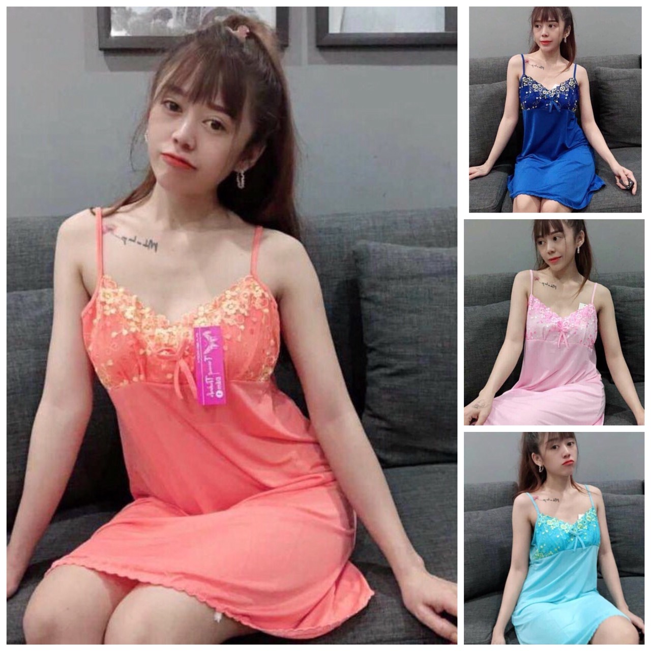 Đầm ngủ thun lạnh 2 dây sexy Đầm dây