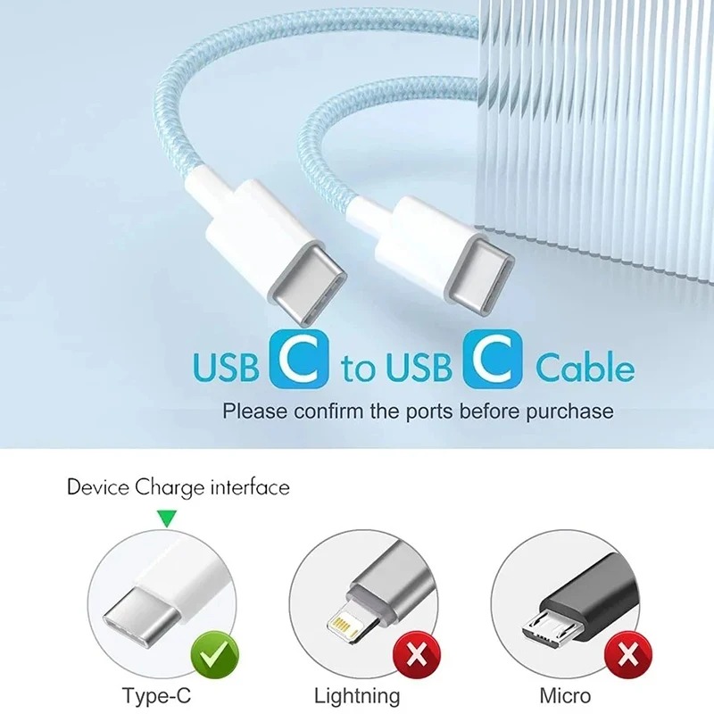 The New 2023 Data Cable Braided Pattern Fast Charging Cable For iPhone 15 Pro Max Samsung HUAWEI PD Data Cable type-c-type-c 60W Fast Charging Data Cable