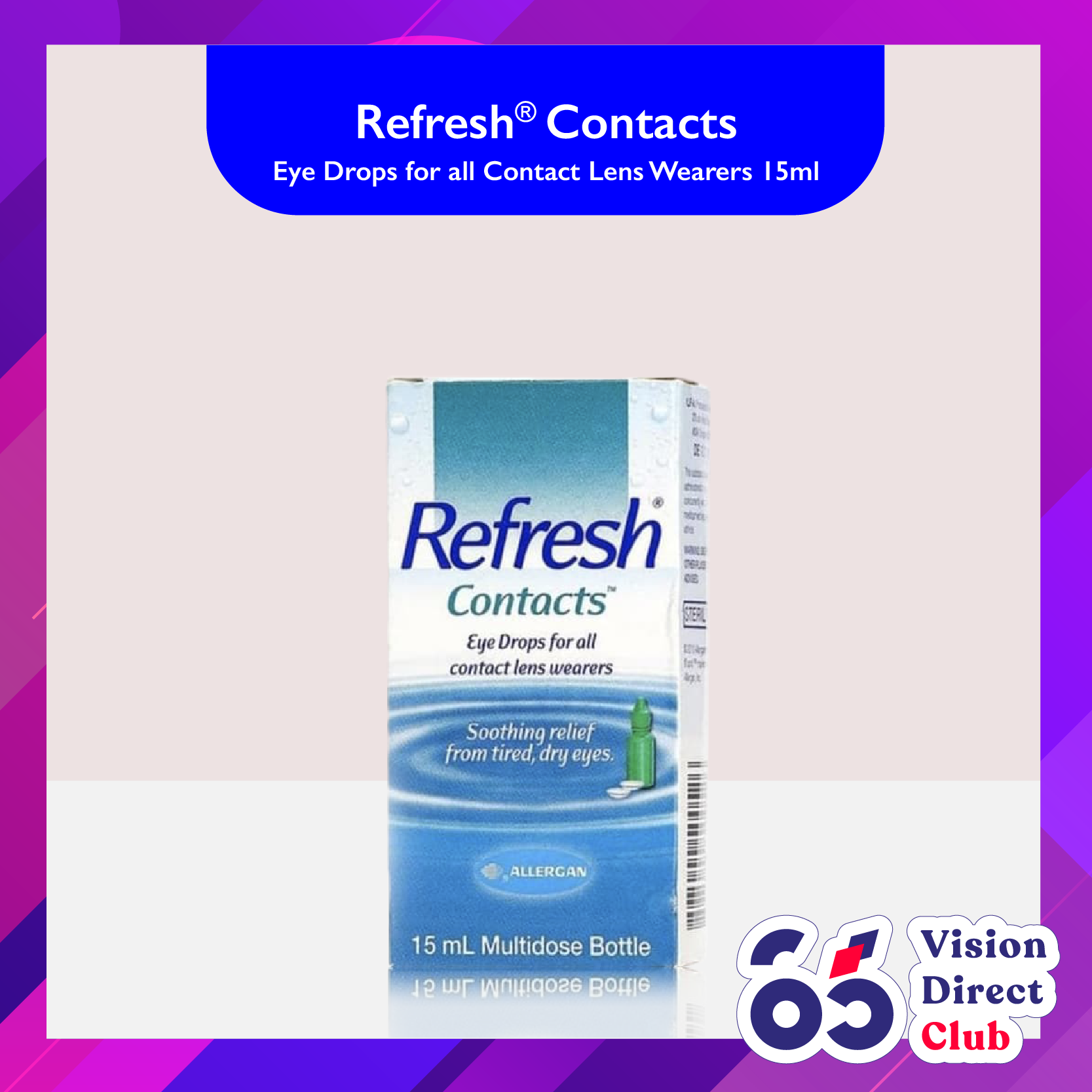 Allergan Refresh Contacts Eye Drops for all Contact Lens Wearers 15ml ...