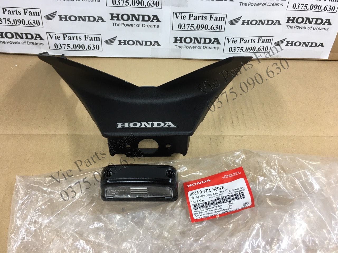 Bộ nắp chụp đèn soi biển số sh 2012-2016, hàng din honda mới 100%
