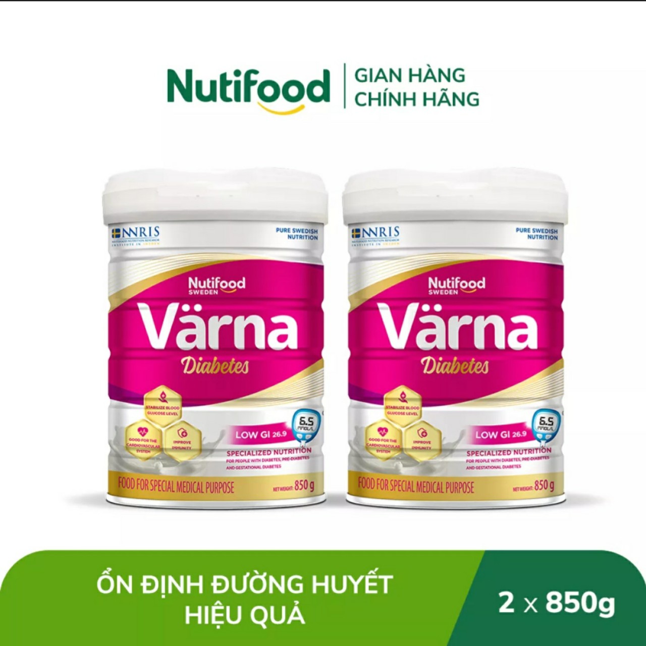 (HSD T3-2027) (Có Tích Điểm) Sữa Bột Nutifood Varna Diabetes 850G.