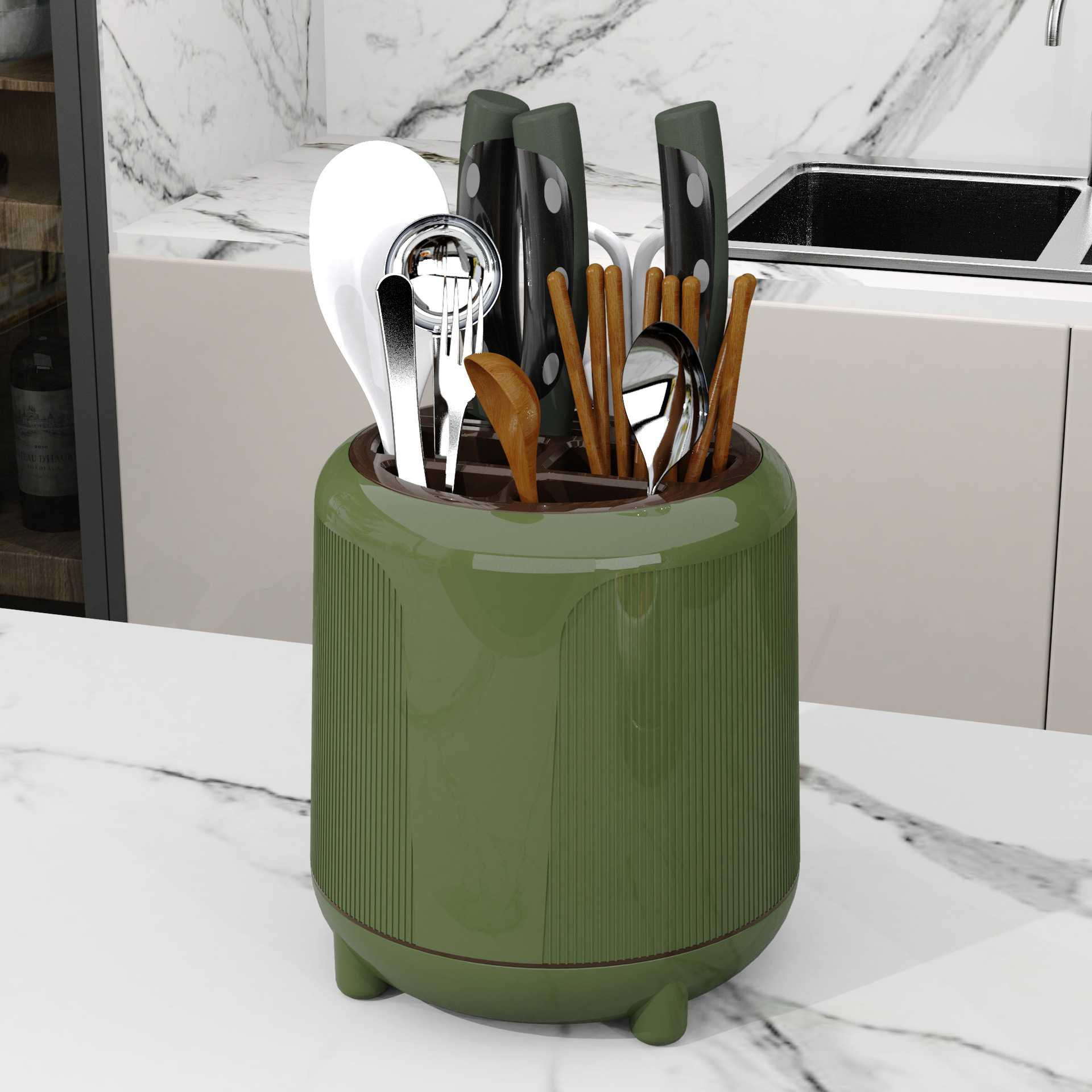 Rotatable tool holder kitchen rack chopsticks storage container chopsticks storage box knife storage rack table multifunctional