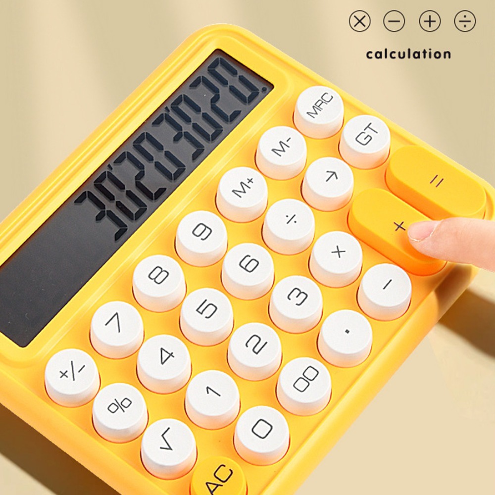 MMLUCK 12-digit Mechanical Calculator Large Display Silent/Voice Version Soft Keyboard Mini Calculator Convenient Calculation Candy Color Voice Model Calculator Mechanical Do Office Work