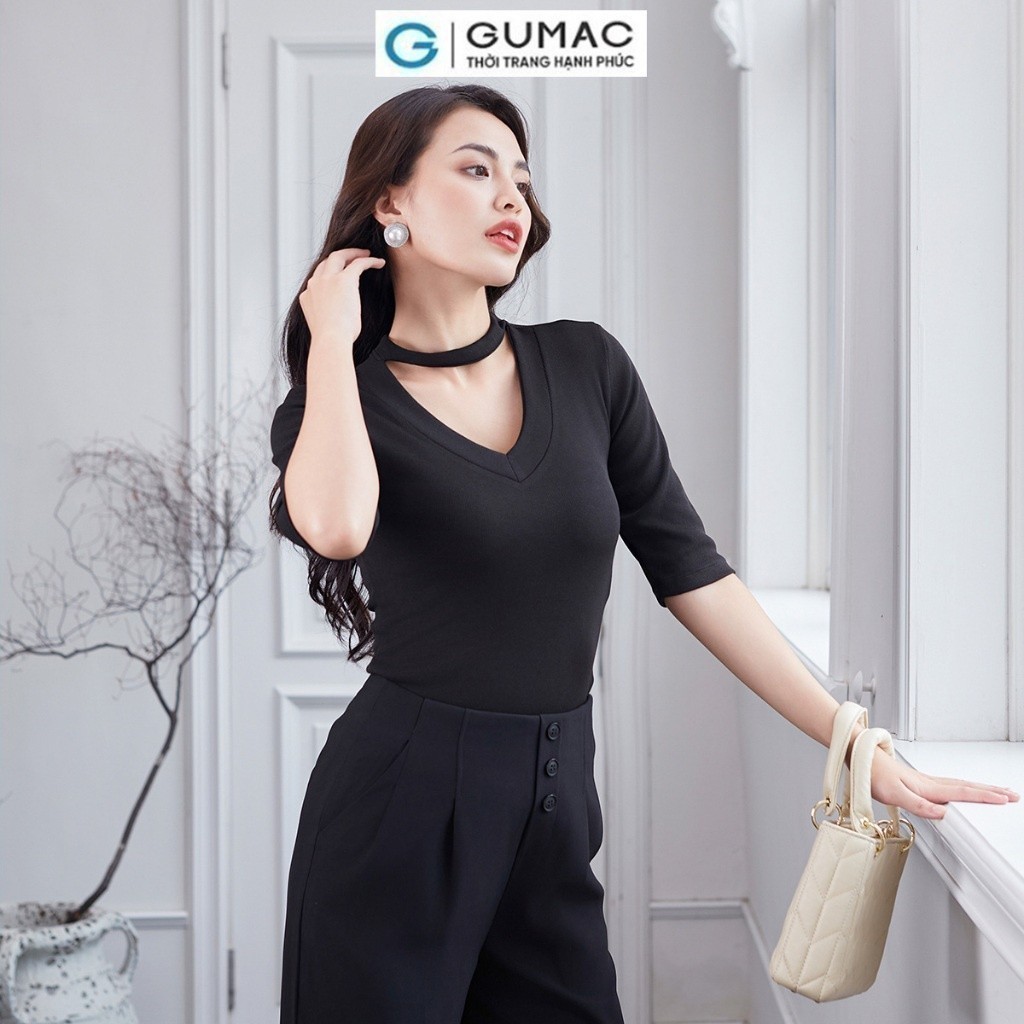 Áo thun kiểu cổ tim thời trang GUMAC ATD12050