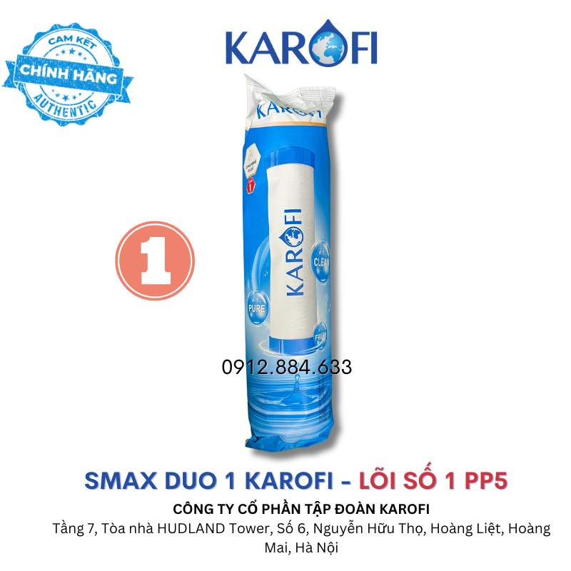 Bộ 3 lõi lọc nước Karofi 123 Smax Duo thường, bộ tiền lọc 123 Hàng chính hãng