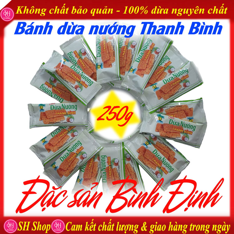 Bánh dừa nướng, sấy giòn Thanh Bình cao cấp ăn liền Bình Định 250g đặc sản