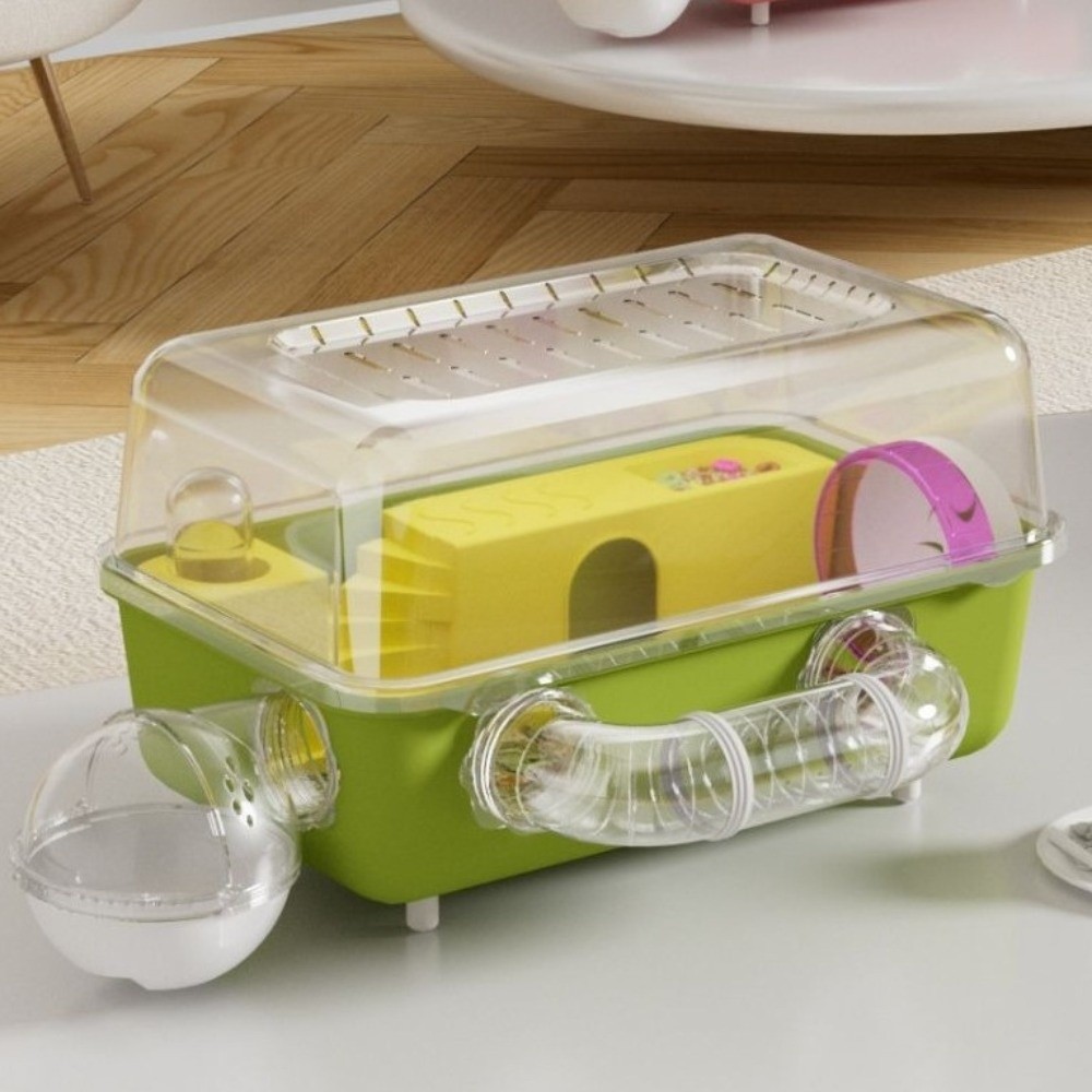 Oversized Panoramic View Hamster Cage Double Clear Running Wheel Animal ...