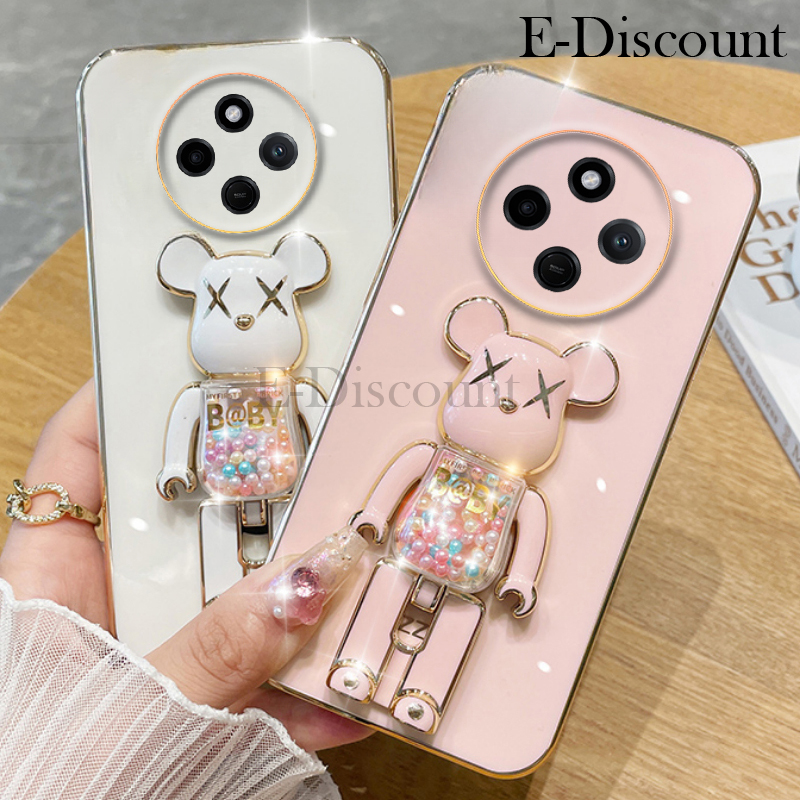 New Phone case Xiaomi Poco C75 Back cover Soft Electroplated Quicksand Hourglass Pellet KWAS Bear silicone shockproof Protector Smooth For Xiaomi Poco C75 case.