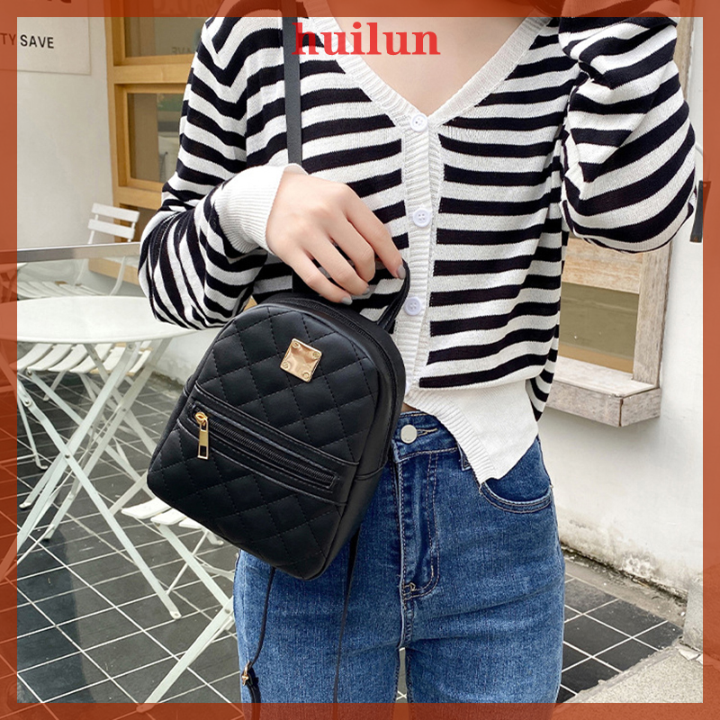 huilun Pu Leather Mini Women Backpack Multi Function Pack School Backpack Shoulder Bags Small Ladies Casual Daypack Rucksack