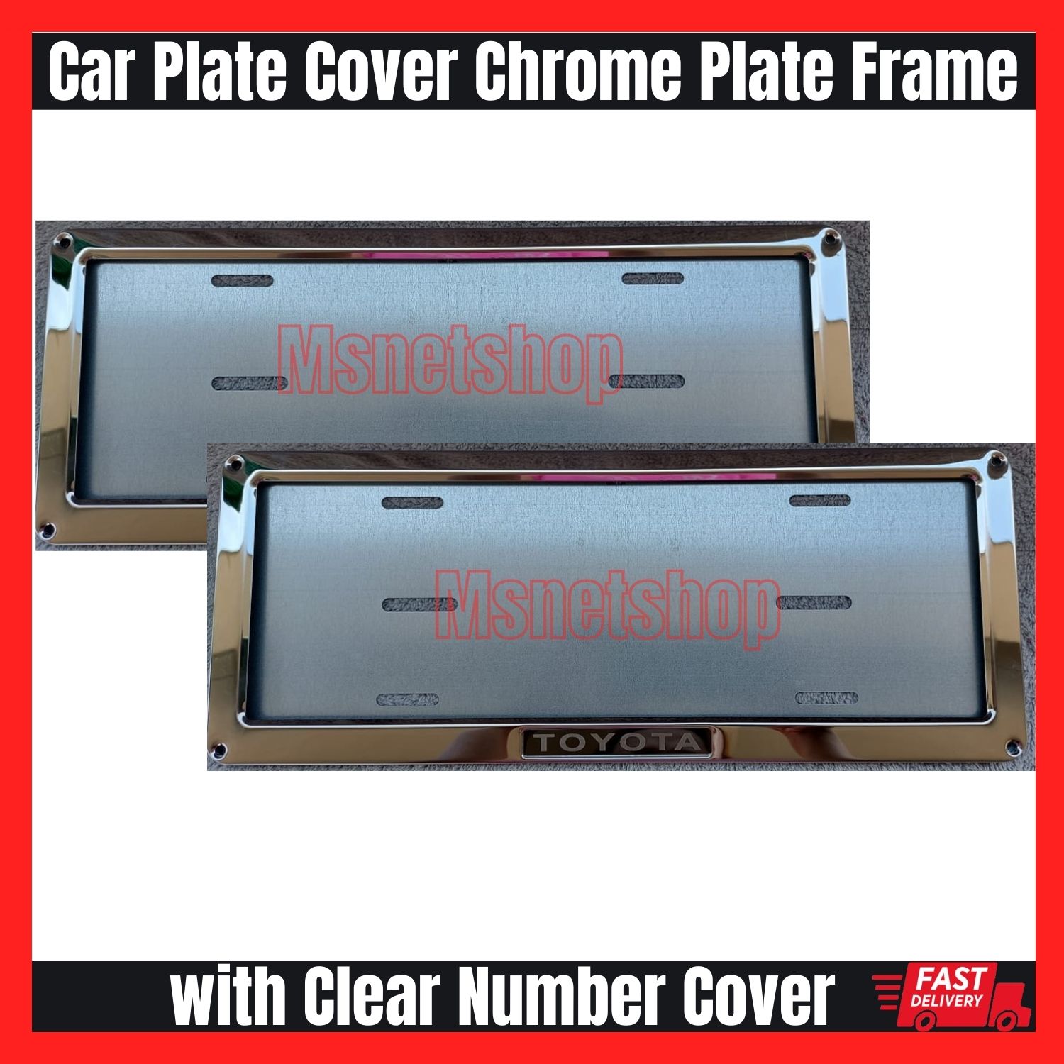 TOYOTA Car Plate Cover Deflector Chrome Plate License Frame Cover with