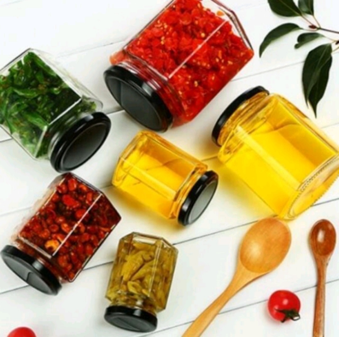 Combo 20 hủ thủy tinh Lục giác 100ML Nắp thiếc ĐEN ,VÀNG