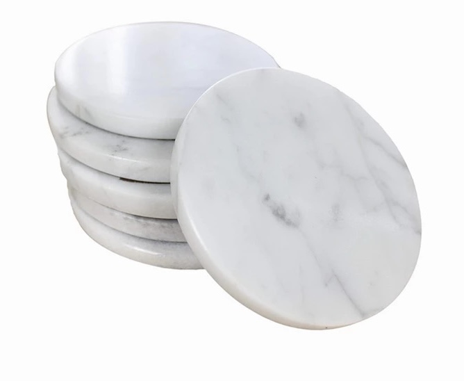 [SG Stock] Set of 6 White Marble Stone Coasters for Drinks (100 Real