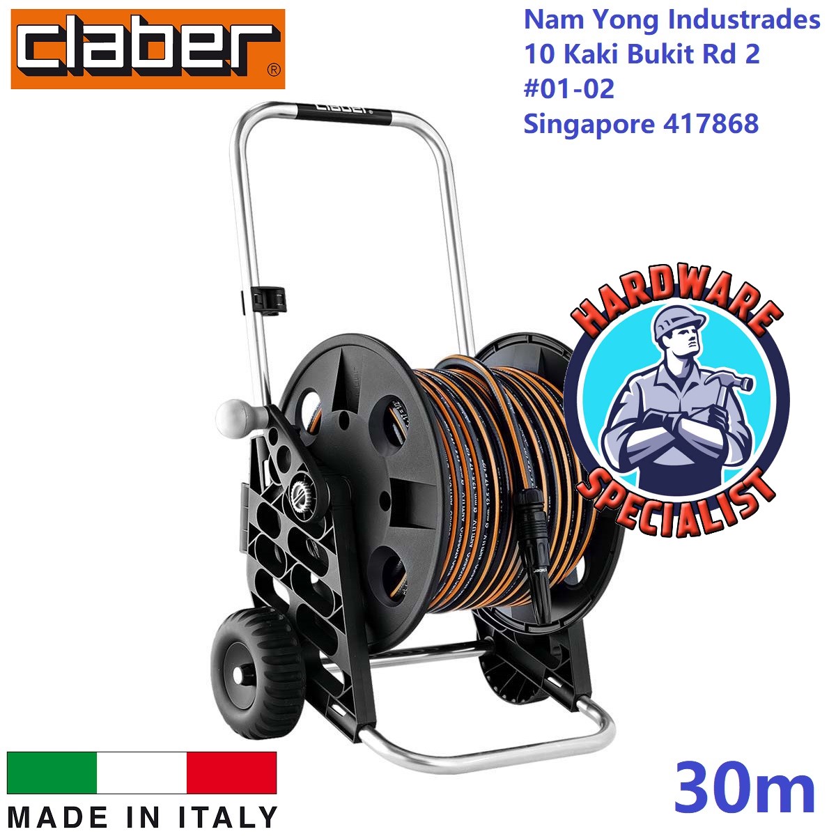 Claber 8864 Kit Pronto 30m Water Hose Reel / Garden Hose Reel