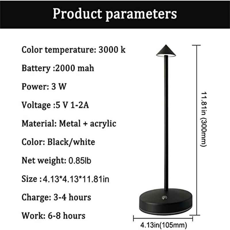 Led Table Lamp Rechargeable Cordless Touch Sensor Romantic Desk Lamp Night Light For Bedroom Restaurant