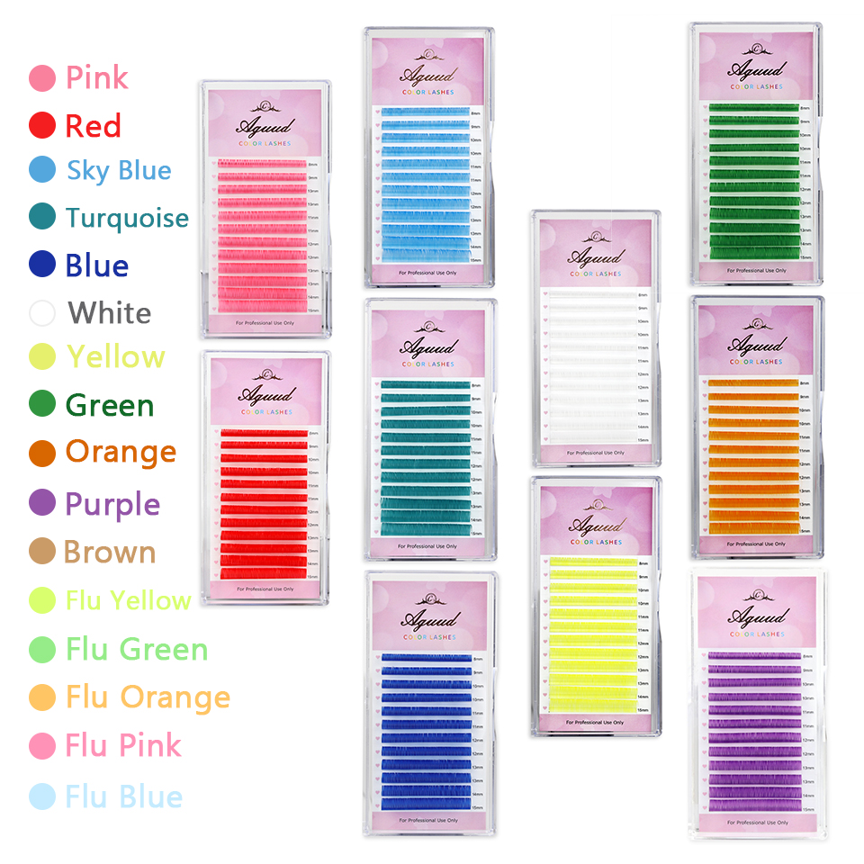 Colour Lash Extension Red Purple Blue Pink White Brown Flu Color False ...