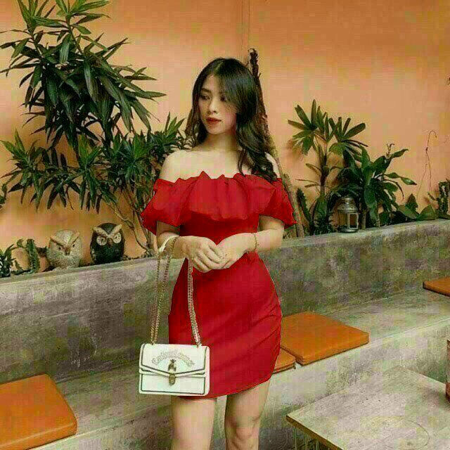 Đầm Trể Vai Xếp Ly (có mút ngực)