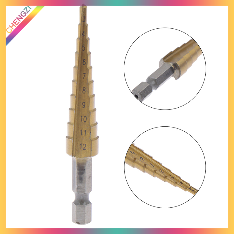 CHENGZI HITN Mũi Khoan Bậc Tráng 3-12Mm Mũi Khoan Tay Cầm Lục Giác Dụng Cụ Khoan Kim Loại