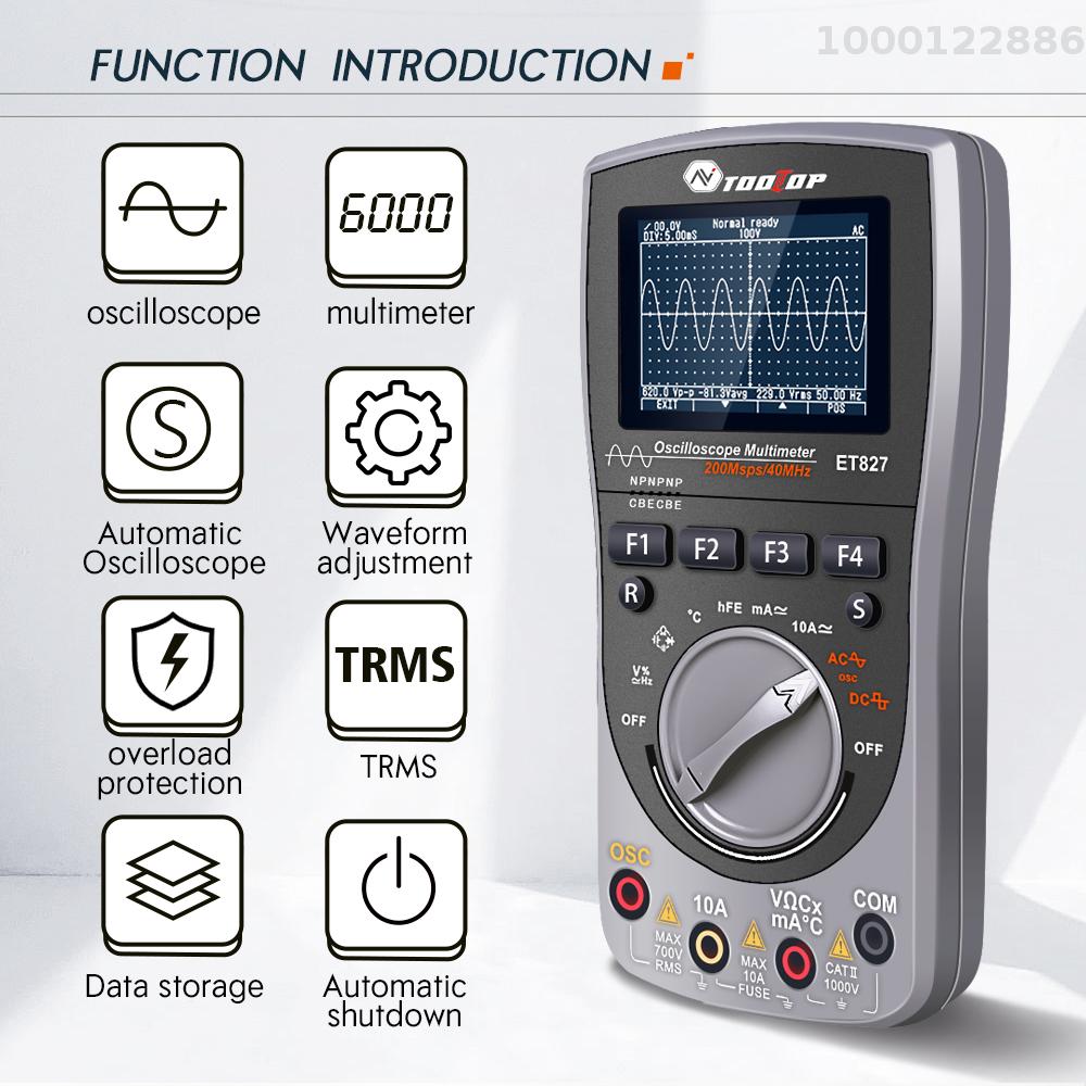 KKmoon 2in1 Oscilloscope Multimeter Digital LCD Display Handheld Oscope Meter 40Mhz Bandwidth 120MSPS Sampling Rate Data Storage Function for DIY and Electronic Test