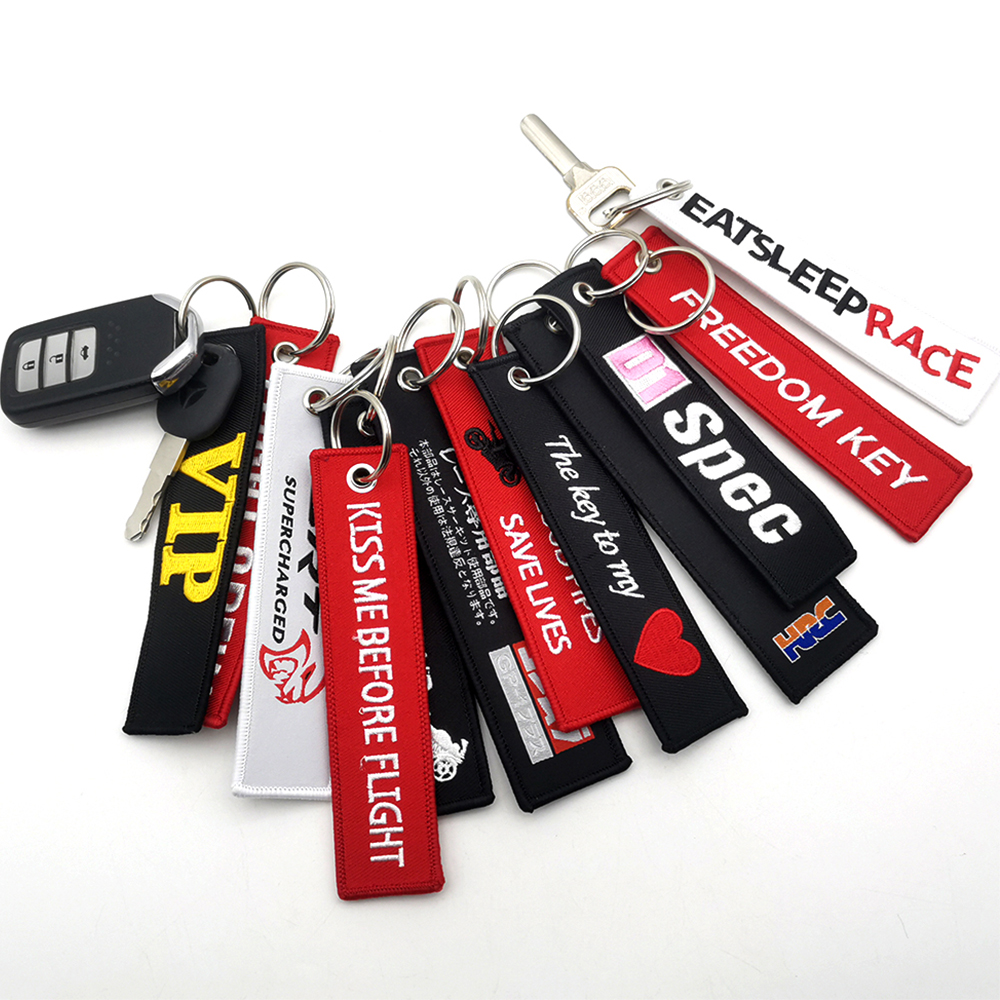 YIYANGMAOYI111】1PC JDM Embroidered Woven Key Tag Luggage Label