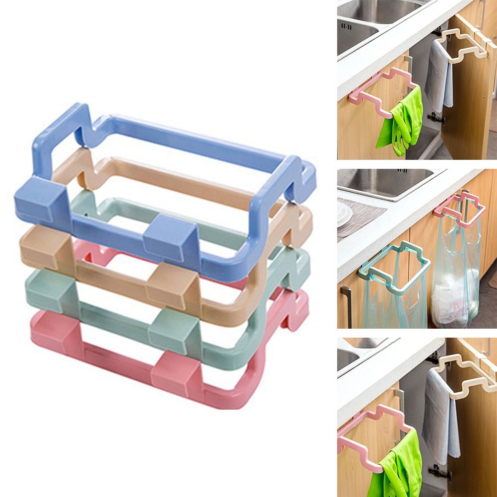 COOLELECT 1pc Kitchen Hanging Trash Plastic Rack Storage Garbage Holder Save Space 35g Ready Ship