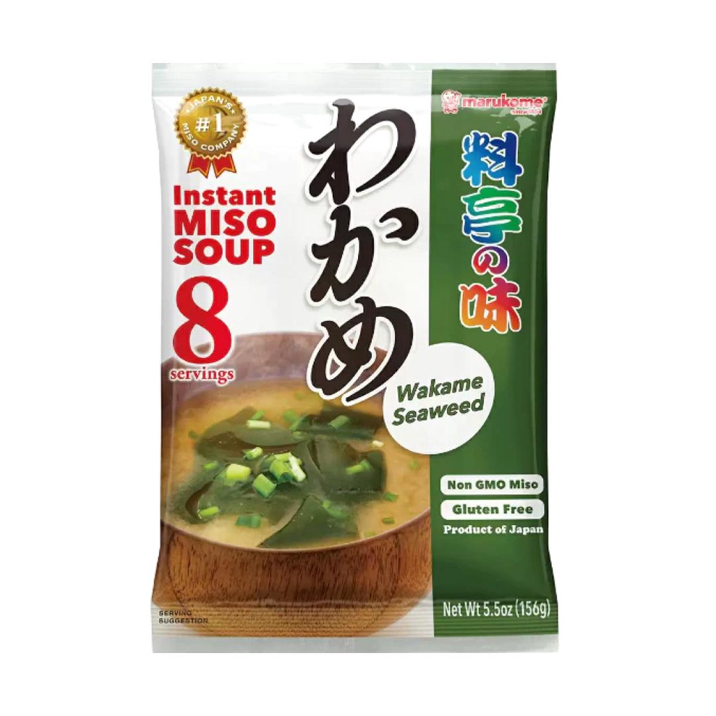 Súp miso rong biển ăn liền, instant miso soup, wakame seaweed & green onion, 8 gói, 5.4 oz - marukome