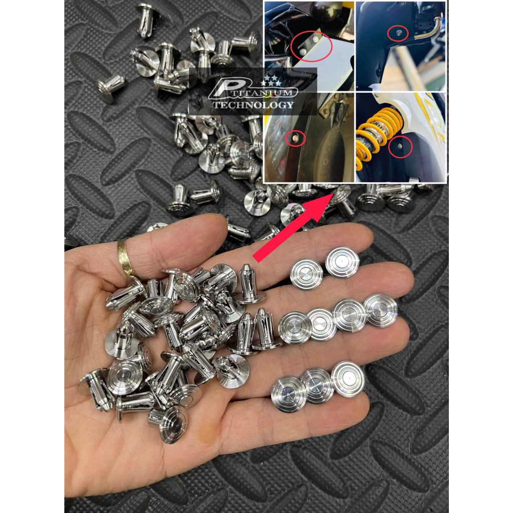 Ốc 5ly bấm dàn áo Salaya Inox của nhiều xe xài vị trí bấm , ốc nút nhấn bấm dàn áo