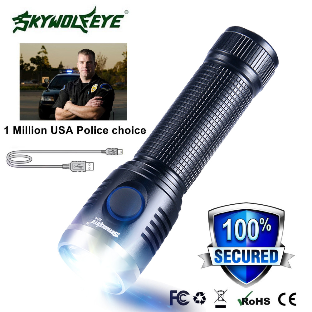 Mini USB Rechargeable Outdoor Military LED Flashlight Torch Lamp 18650